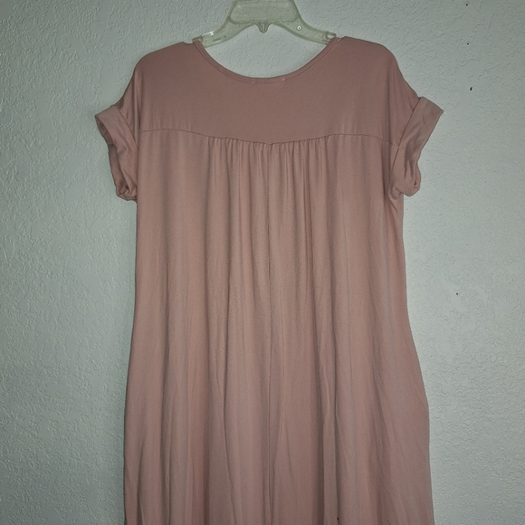 Entro Pink V Neck Short Sleeve Maxi Dress W/Pockets Size Small - Picture 9 of 13